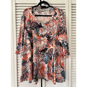 Attitudes by Renee Petite Como Jersey Printed Godet Tunic w/ Pocket A378523 2XP
